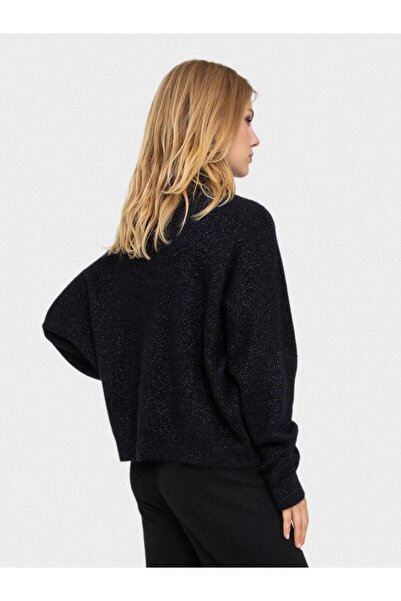 Serianno Balıkçı Yaka Metalik Tüylü Kazak KZK6186SIYAH