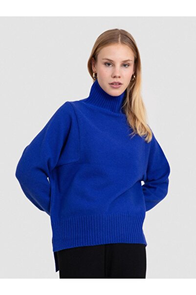 Serianno Kaşmir ve Yün Karışımlı Dik Yaka Kazak KZK7548SAKS