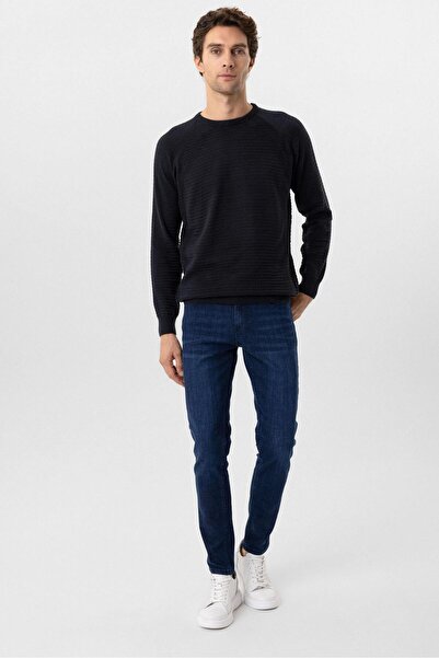 SÜVARİ Süvari O Yaka Links Örgü Pamuklu Lacivert Erkek Triko