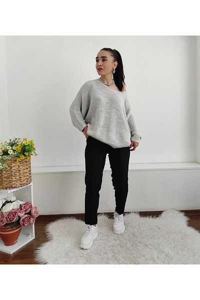 Altı Üstü Butik Pulover tricotat cu maneca liliac