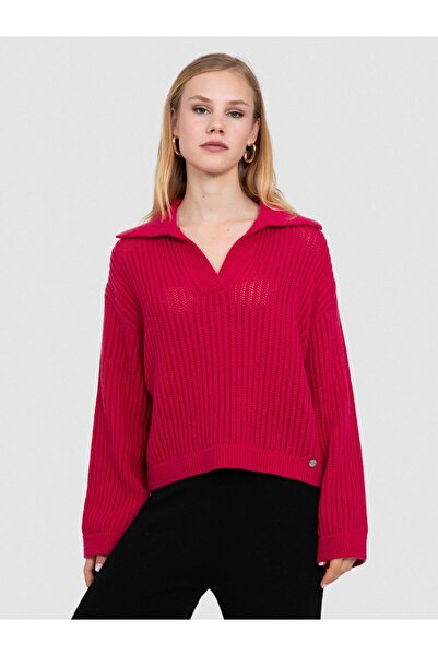 Serianno Organik Yün ve Pamuk karışımlı Ajurlu Kazak KZK8130FUŞYA