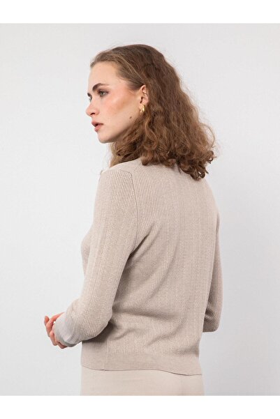 Serianno Örgü Oyunlu Düğme Detaylı Hırka Hrk9174bej