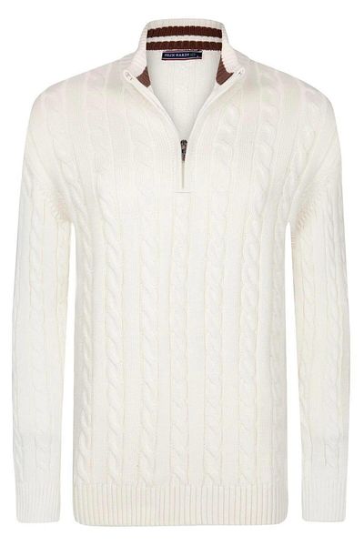 Felix Hardy Men's Knitted Pattern Half Zipper Sweater