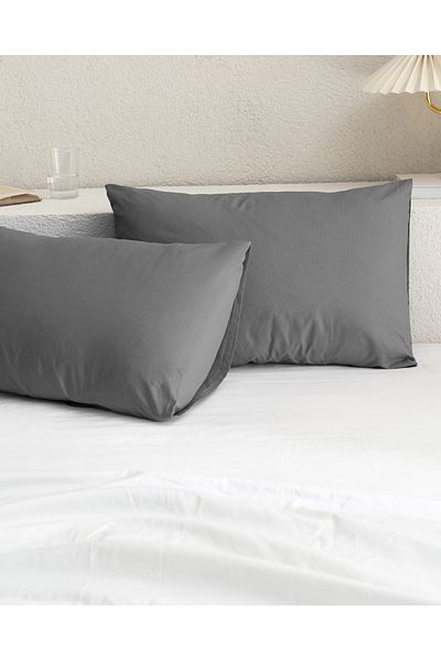 Madame Coco Σετ μαξιλαροθήκης Manon Anthracite 2 τεμαχίων απλό - 100% βαμβάκι Ranforce