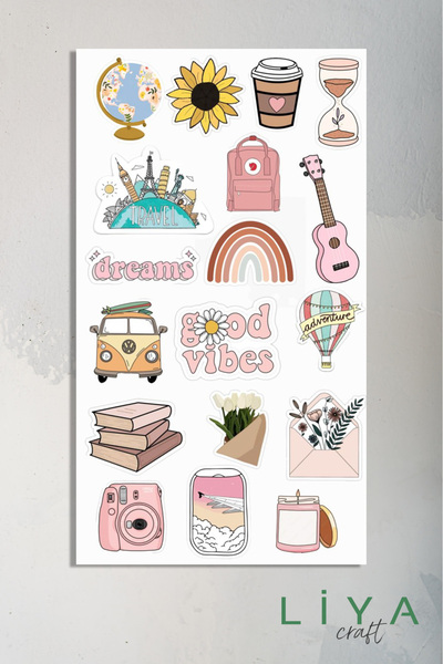 LiyaCraft Good Vibes Sticker Planner Ajanda Bullet Journal Için Uygun Set