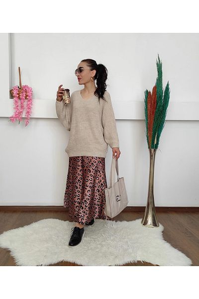 Altı Üstü Butik Pulover tricotat cu maneca liliac