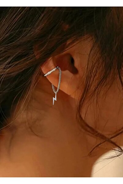 TakıConcept Şimşek Sallantılı Deliksiz Ear Cuff Küpe Deliksiz Kıkırdak Küpe