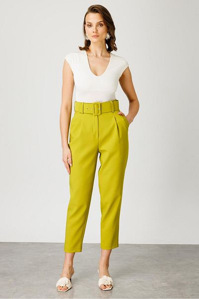 Moda İlgi 7534 حمض - حزام أزياء وبنطلون بدلة بتفاصيل طيات