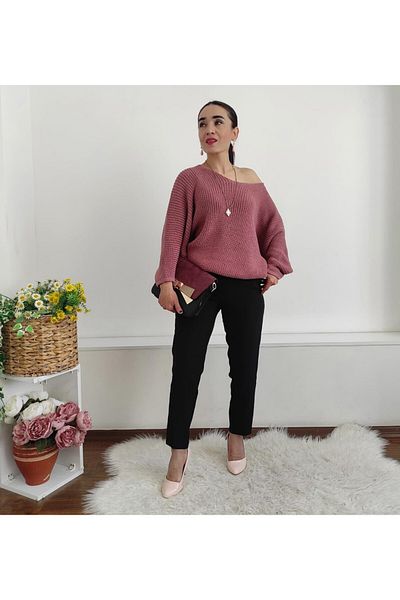 Altı Üstü Butik Pulover tricotat cu maneca liliac