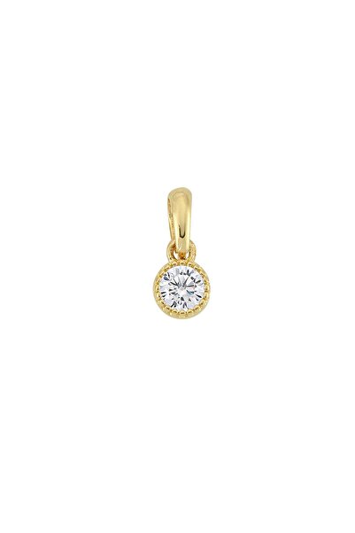 GOLDKUPE 14 Ayar Tek Taş Altın Kolye Ucu 0,53 gr