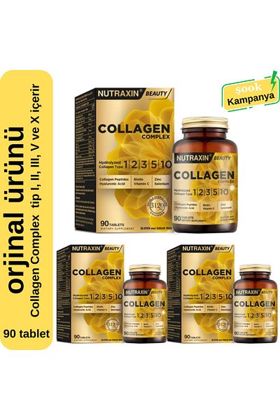 Nutraxin Collagen Complex 3-Pack 90 Tablets; Contains Collagen Type I, Ii, Iii, V and X