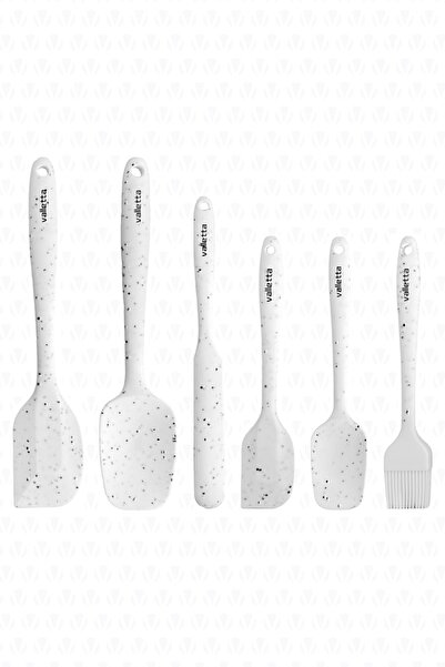 valletta Drongo 6 Piece White Dotted Heat Resistant Fireproof Non-Stick Silicone Spatula Set