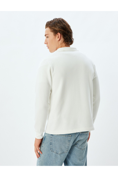 Koton Long Sleeve Zippered Raised Cotton Sweatshirt