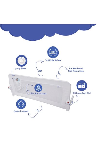 plushy kids White Children's Bed Edge Protection Barrier 120 cm