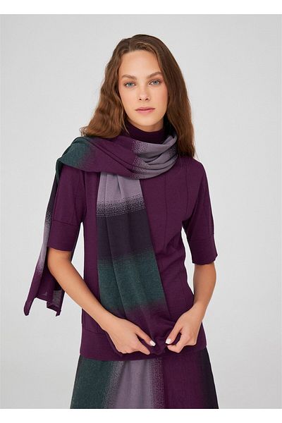 Peraluna Şal de tricotaj pentru femei cu dungi de tranziţie de culoare - Multicolor