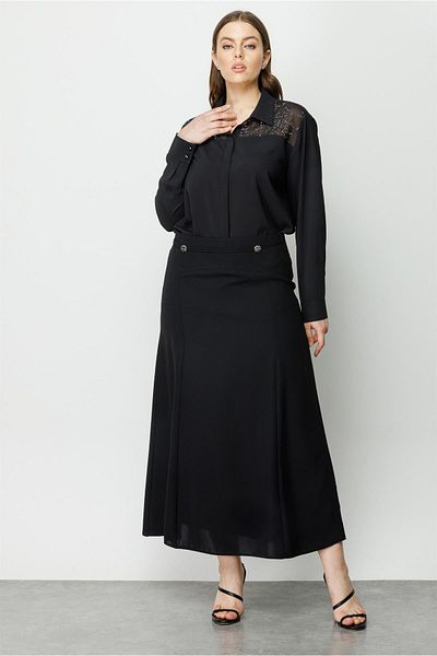 Moda İlgi Modailgi Corset în talie Fusta lungă cu accesorii Negru
