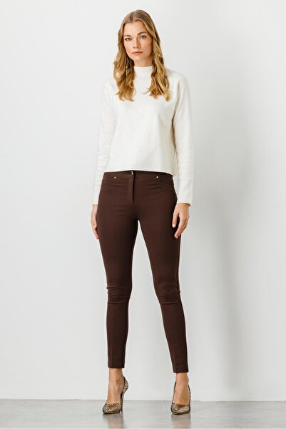 Moda İlgi Modailgi Cepli Tayt Pantolon Kahve