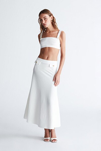 Peraluna Elizabeth Styleboom X Strap Knitwear Bralette - Button Detailed, Ecru