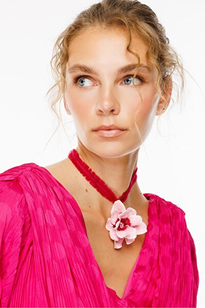 Moda İlgi Fuchsia Pleated Dress - Fashion and Jacquard Points