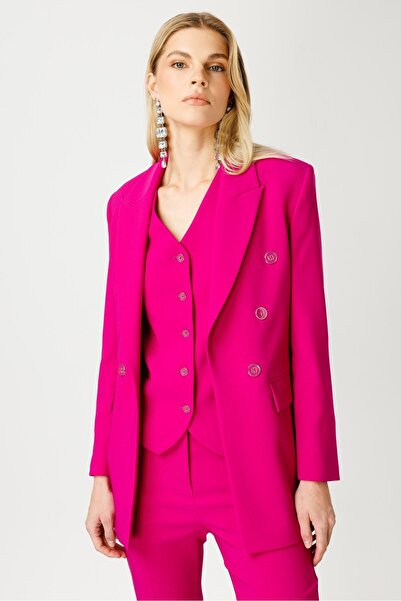 Moda İlgi Jachetă Fuchsia Modailgi cu jumătate de căptușeală și detaliu cu nasturi