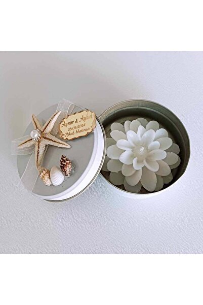 Mekece Nikah Şekeri Deniz Yıldızı ve Kabuklu Teneke Kutuda Lotus Mum Nks-204 ...