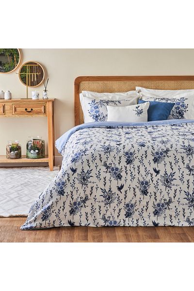 Bella Maison Set cuvertură de pilota 100% bumbac Satin Bleu Blanc King Size Albastru (240x220 cm)