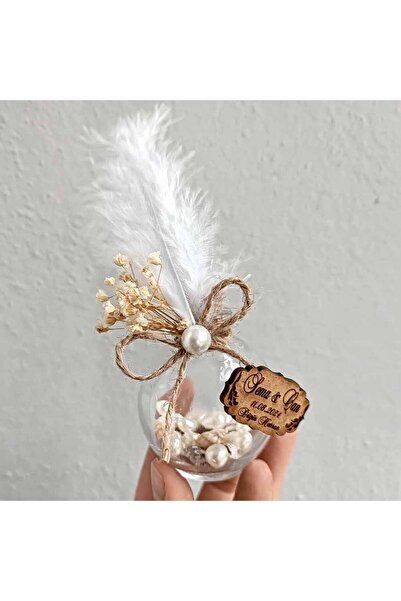 Mekece Nikah Şekeri Hediyeliği Deniz Kabuğu ve İnci Dolu Top Şişe Nks-239 - 5...