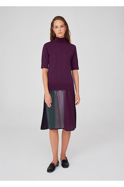 Peraluna High Waist Below Knee Women's Knitwear Skirt - Multicolored