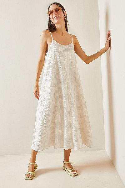 XHAN Ecru Strappy Lined Bell Dress 5Yxk6-48632-52
