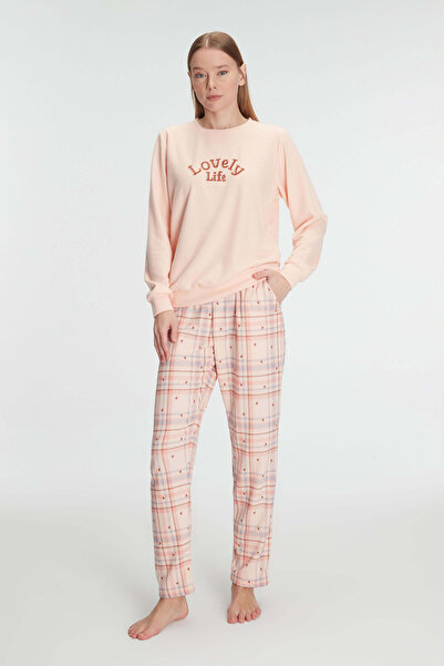 Anıl 11307 Pamuklu Kışlık Uzun Kol Kadın Pijama Takım