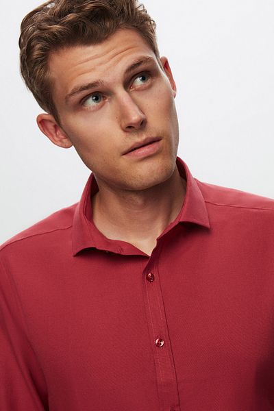 Twn Ανδρικό πουκάμισο Slim Fit - Claret Red Color
