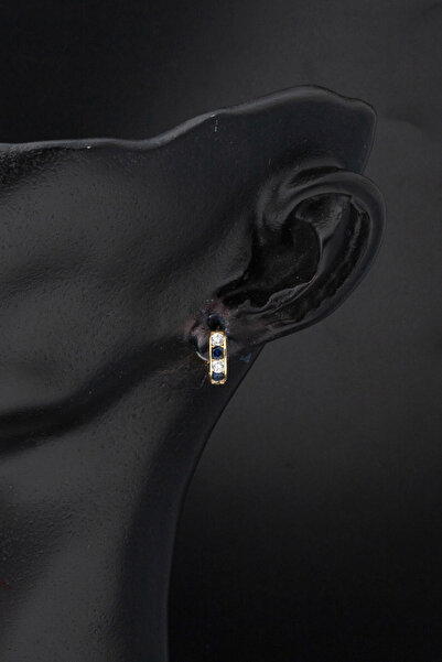 Bilezikci Lacivert Taşlı Altın Halka Bebek Küpesi