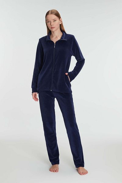 Anıl 11336 Women's Cotton Zippered Sweatshirt Pants Pajama Set