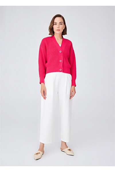 Peraluna Olıvıa Cardıgan Selanik Örgü %100 Pamuk V Yaka Kadın Triko Hırka - A...