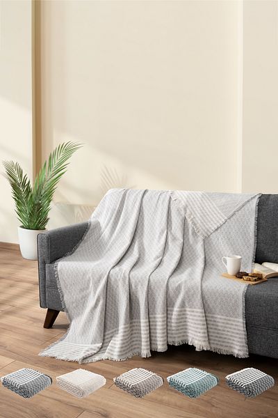 TeksNil Home 170x200 Gray Sofa Couch Cover - Protective Sofa Shawl and Sofa Bed Cover