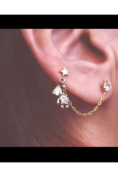 Arescollection 925 Ayar Barlı Rodyum Kaplama Zirkon Taşlı Sallanan Ayıcıklı I...