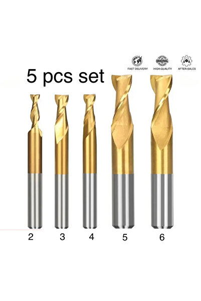 HSS 2 Flüt parmak HSS Freze Spiral Uçlu Metal Alüminyum Freze Aracı TiN Kapla...
