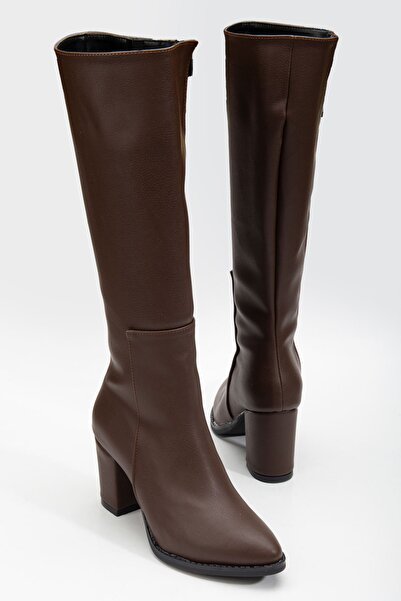 MaskButik Tan Valery Heeled Leather Boots