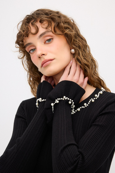 adL Pearl Collared Knitwear Blouse