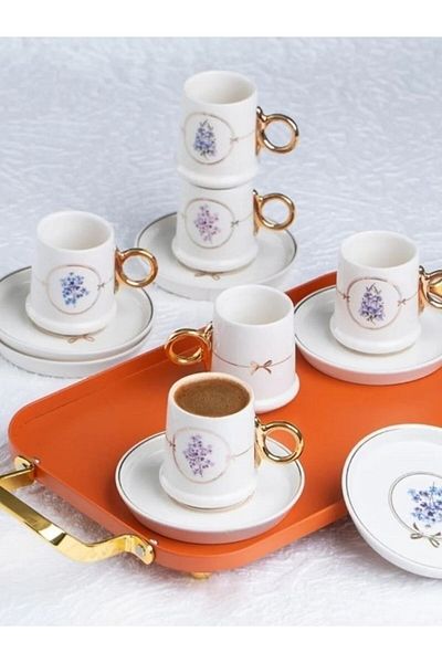 Viyalente Wild Rose Set of 6 Porcelain Coffee Cups 11825