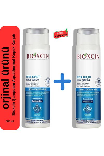 Bioxcin 2 Pack Aqua Thermal Anti-Dandruff Shampoo 300ml All Hair Types