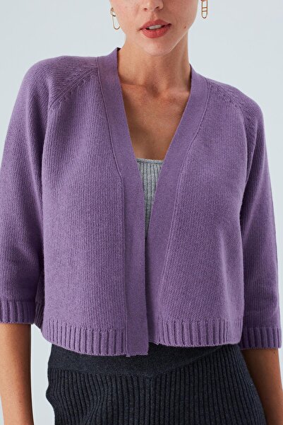 Peraluna Reglan Sleeve Cashmere Blend Short Women's Knitwear Bolero - Dark Lilac