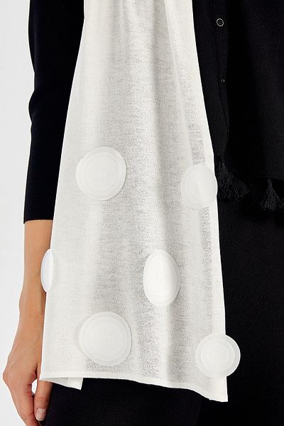 Peraluna Ecru Thin Evening Dress Shawl - Big Polka Dot Embroidered