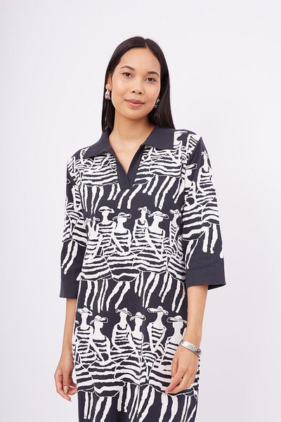 Peraluna Beach Girls Dress Jacquard Organic Cotton Women's a Form Dress - Anthracite/White