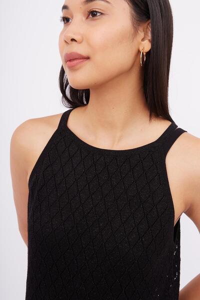 Peraluna Evelıen Dress Ajurlu Kadın Plaj Elbisesi - Siyah