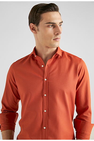 Twn Férfi ing Slim Fit narancssárga színű