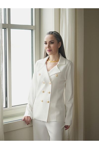 Peraluna Katherine Styleboom Blazer - Steel Knit, Buttoned, Classic Cut, Knitwear Jacket - Ekr