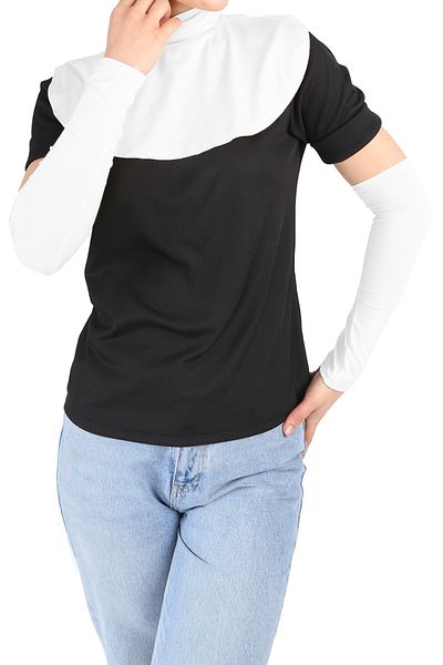 Ecardin Plain Collar Set 02 with Comfortable Sleeves and Neck Collar - White