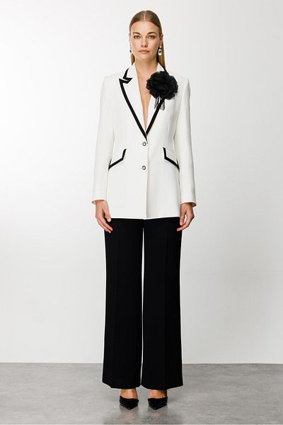 Moda İlgi High Waist and Wide Leg Fashionable Suit Trousers - 7816 Black