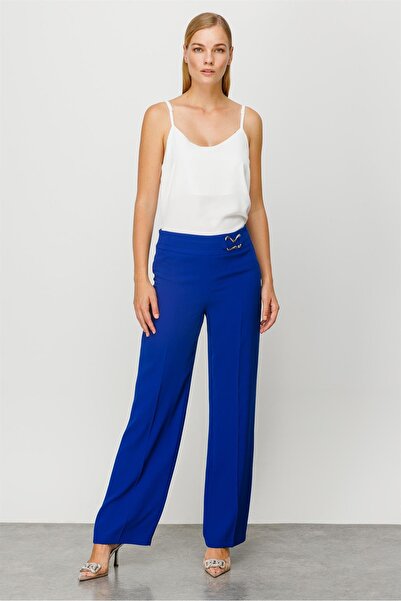 Moda İlgi Modailgi Beli Metal Toka Detaylı Pantolon Saks